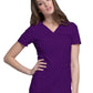Women's 2 Pocket V-Neck Knit Side Panel Top - CK605 - Eggplant