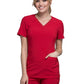 Women's 2 Pocket V-Neck Knit Side Panel Top - CK605 - Red