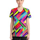 Women's 3-Pocket Round Neck Print Top - CK609 - Color Block Stripe