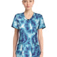 Women's 3-Pocket Round Neck Print Top - CK609 - Saltwater Tie Dye