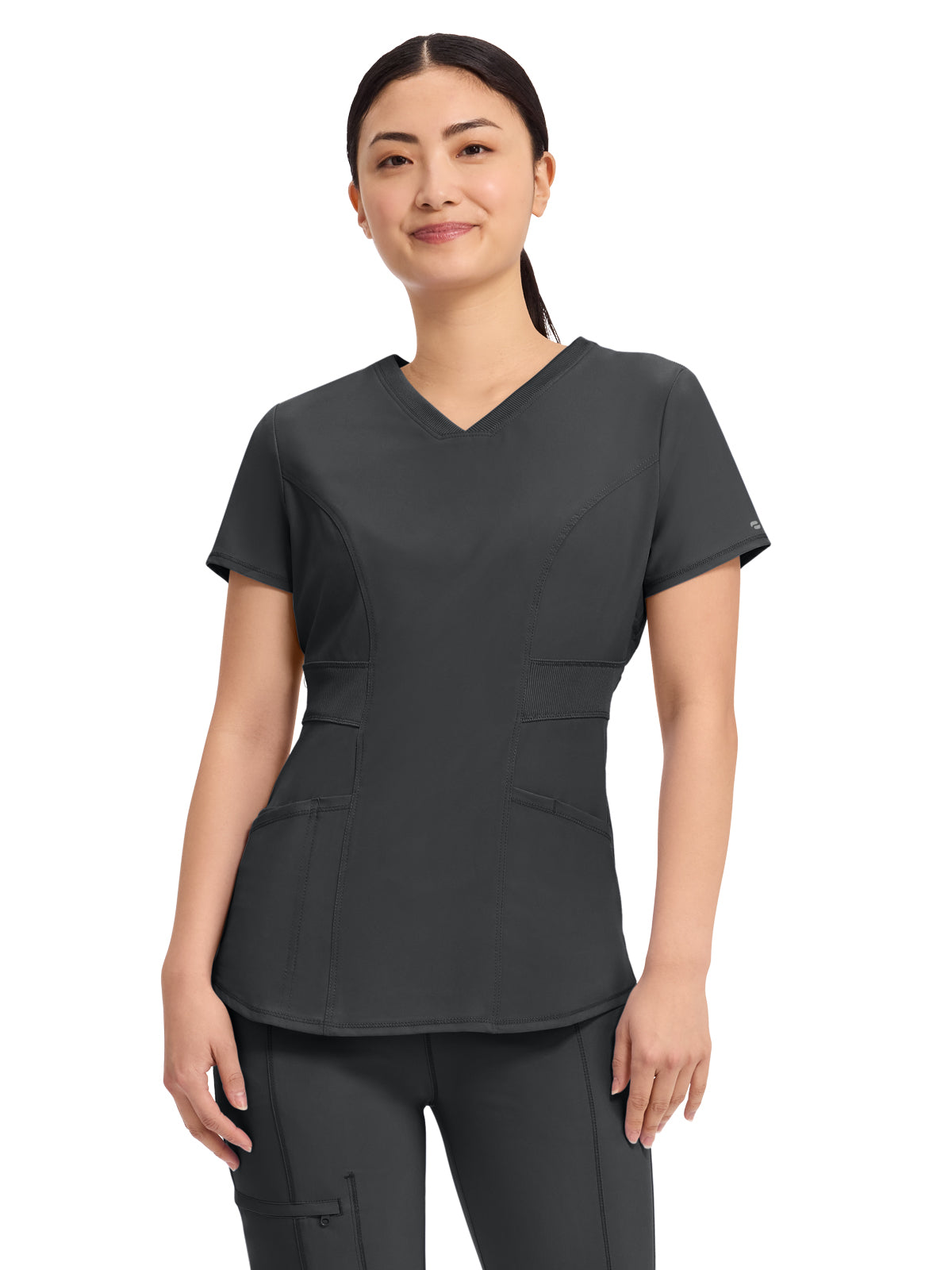 Women's 3-Pocket V-Neck Top - CK623A - Black