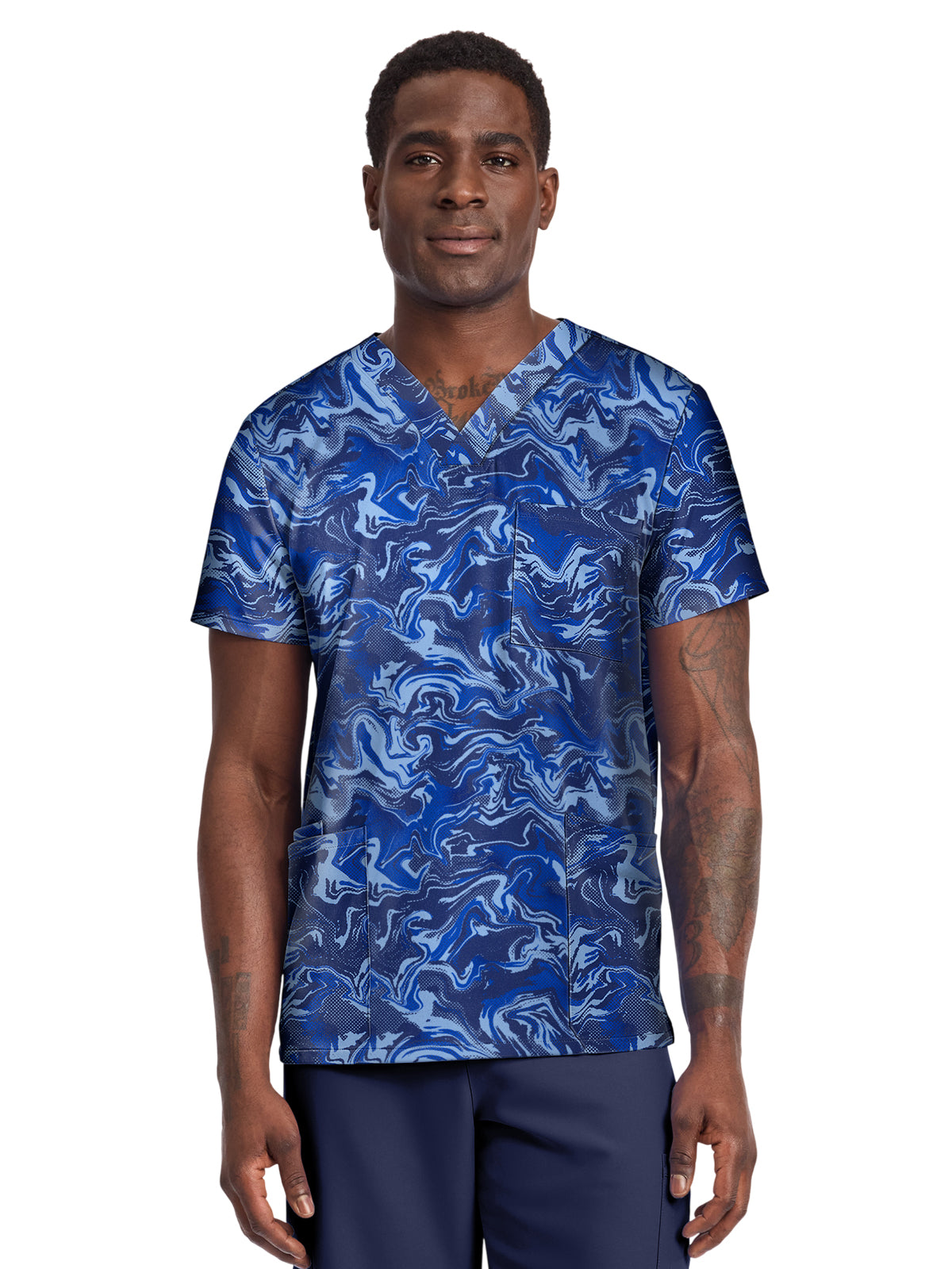 Unisex V-Neck Print Top - CK691 - Halftone Camo