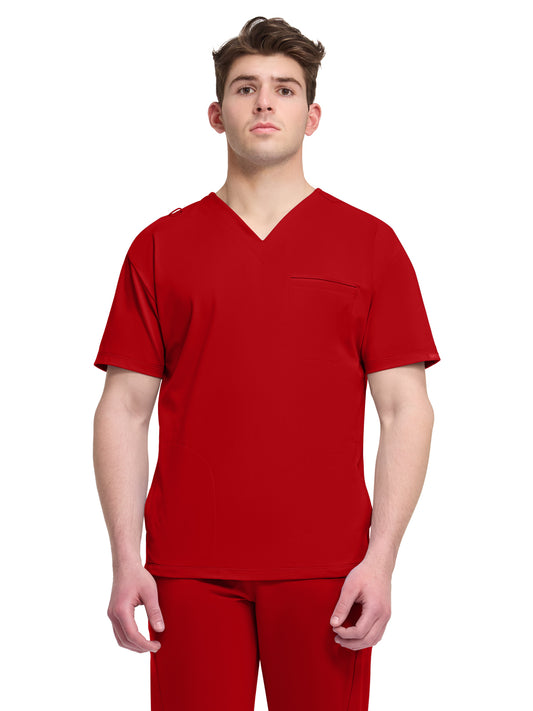 Men's 3-Pocket V-Neck Top - CK729 - Red