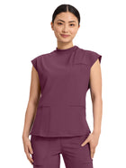 Women's 4-Pocket Mock Neck Top - CK742A - Wine