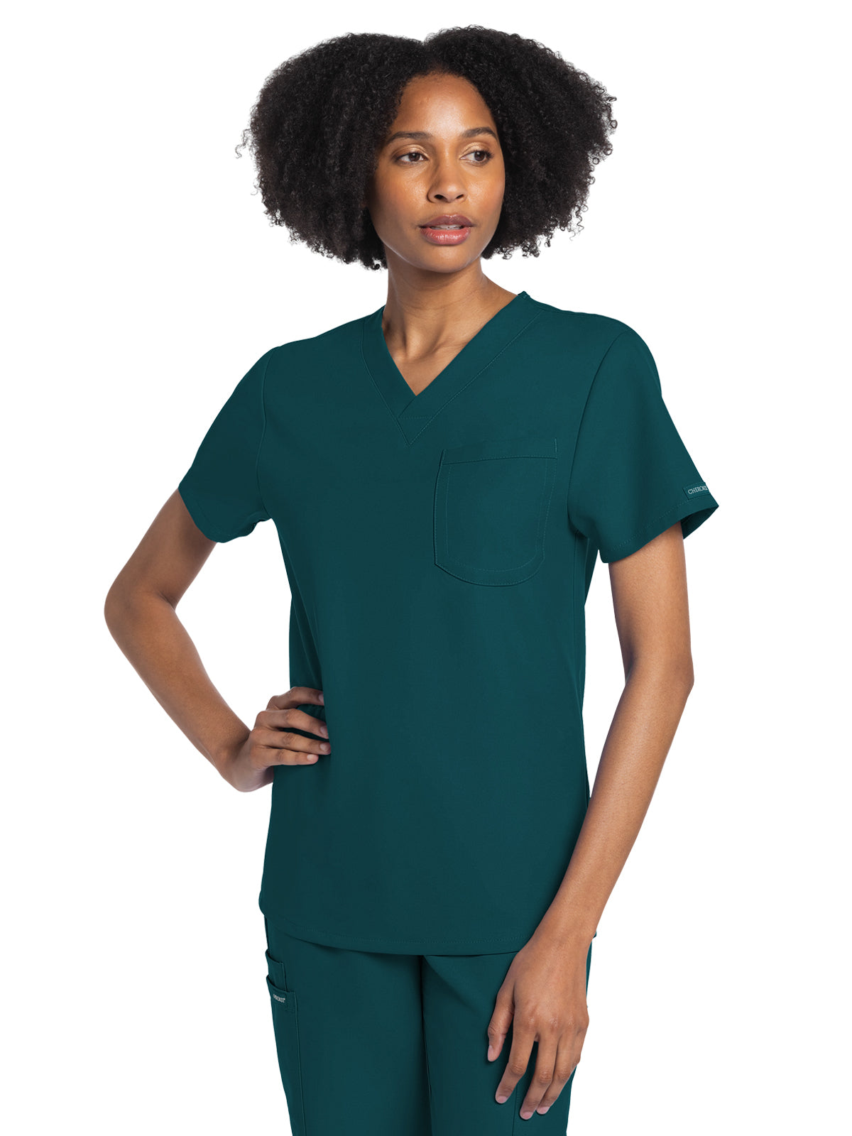 Unisex 1-Pocket V-Neck Top - CK778A - Caribbean Blue