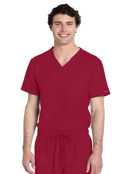 Unisex 1-Pocket V-Neck Top - CK778A - Red