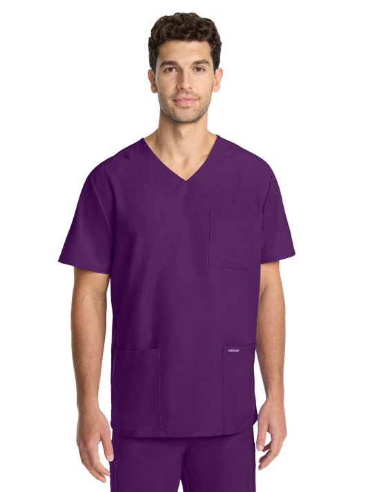 Men's 3-Pocket Tuck-In V-Neck Top - CK783A - Eggplant
