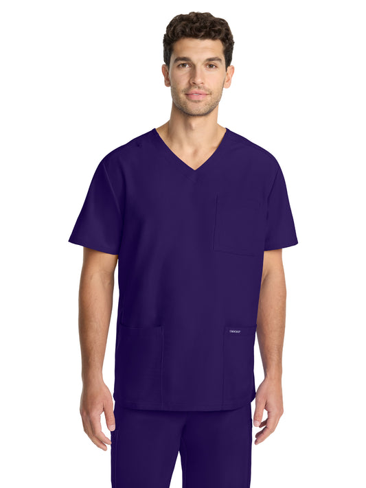 Men's 3-Pocket Tuck-In V-Neck Top - CK783A - Grape