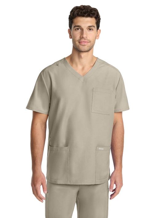 Men's 3-Pocket Tuck-In V-Neck Top - CK783A - Khaki