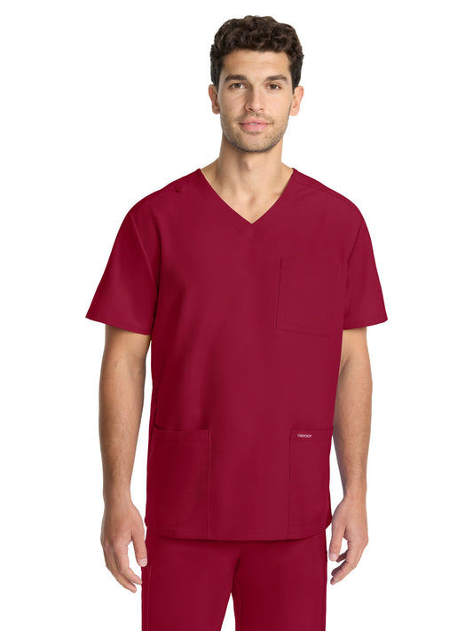 Men's 3-Pocket Tuck-In V-Neck Top - CK783A - Red
