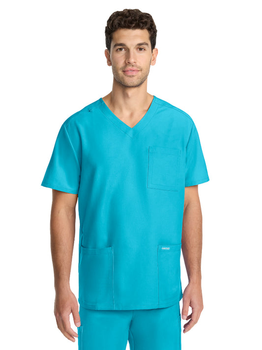 Men's 3-Pocket Tuck-In V-Neck Top - CK783A - Turquoise