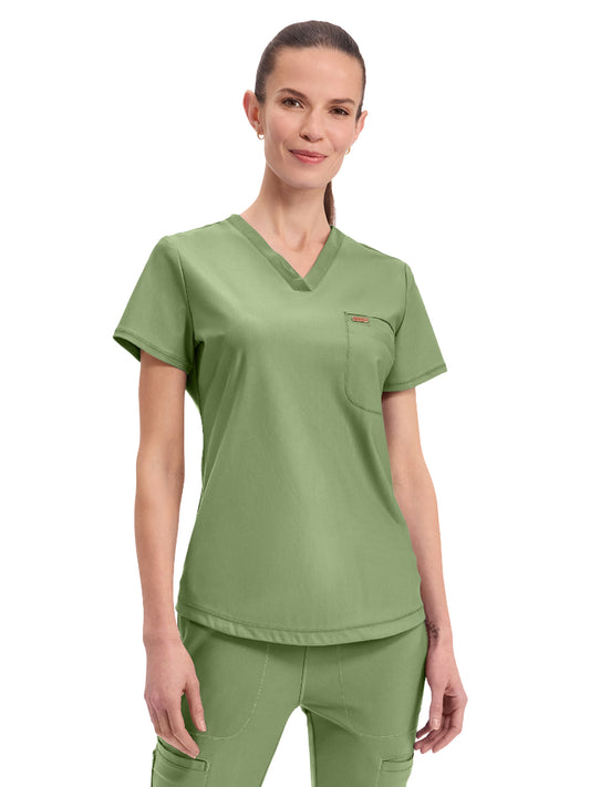 Women's 1-Pocket Tuckable V-Neck Top - CK819 - Bright Sage