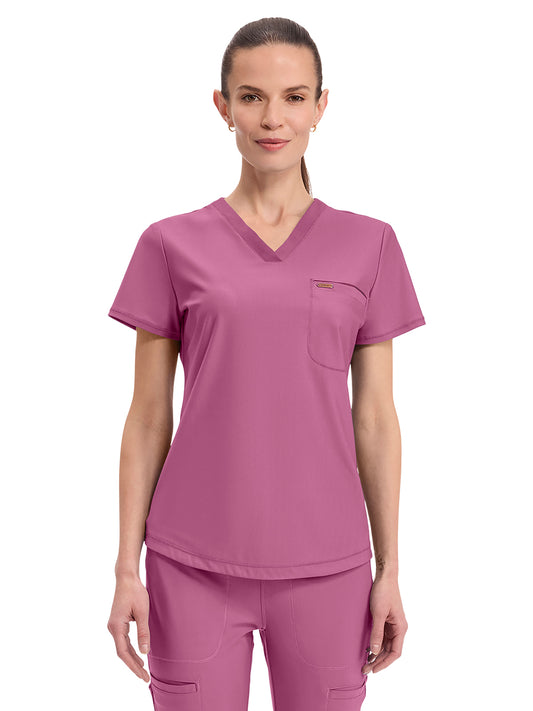 Women's 1-Pocket Tuckable V-Neck Top - CK819 - Dusty Mauve