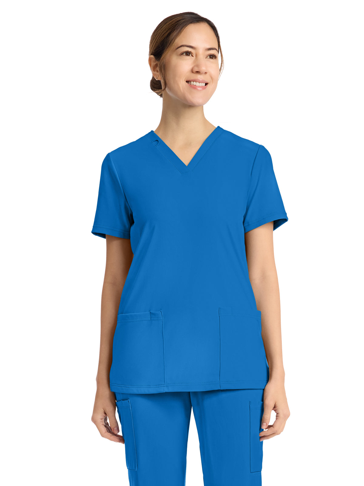 Women's 2-Pocket V-Neck Top - CK832 - True Blue