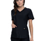 Women's 2-Pocket Curved Hemline V-Neck Top - CK840 - Black