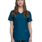 Women's 2-Pocket Curved Hemline V-Neck Top - CK840 - Caribbean Blue