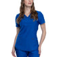 Women's 2-Pocket Curved Hemline V-Neck Top - CK840 - Royal