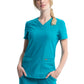 Women's 2-Pocket Curved Hemline V-Neck Top - CK840 - Teal Blue