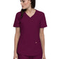 Women's 2-Pocket Curved Hemline V-Neck Top - CK840 - Wine