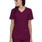 Women's 2-Pocket Curved Hemline V-Neck Top - CK840 - Wine