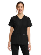 Women's 2-Pocket Snap-Front Top - CK844A - Black