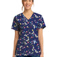 Women's 2-Pocket Print V-Neck Scrub Top - CK856 - Bumble Bee Bloom