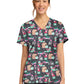 Women's 2-Pocket Print V-Neck Scrub Top - CK856 - Feliz Naughty Dogs