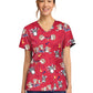 Women's 2-Pocket Print V-Neck Scrub Top - CK856 - Game Night