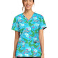 Women's 2-Pocket Print V-Neck Scrub Top - CK856 - Smile Crocodile