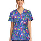 Women's 2-Pocket Print V-Neck Scrub Top - CK856 - Santa Claws