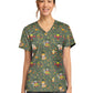 Women's 2-Pocket Print V-Neck Scrub Top - CK856 - Sweater Weather