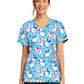 Women's 2-Pocket Print V-Neck Scrub Top - CK856 - Winter Wonderland