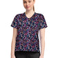 Women's 1-Pocket Print High-Low V-Neck Scrub Top - CK857 - Butterfly Confetti