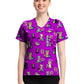 Women's 1-Pocket Print High-Low V-Neck Scrub Top - CK857 - Coffee Talk