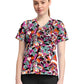 Women's 1-Pocket Print High-Low V-Neck Scrub Top - CK857 - Cut Flowers
