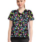 Women's 1-Pocket Print High-Low V-Neck Scrub Top - CK857 - Doggy Doodle