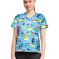 Women's 1-Pocket Print High-Low V-Neck Scrub Top - CK857 - Flamazing Skaters