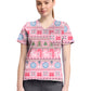 Women's 1-Pocket Print High-Low V-Neck Scrub Top - CK857 - Festive Fair Isle