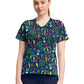 Women's 1-Pocket Print High-Low V-Neck Scrub Top - CK857 - Growing Love