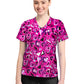 Women's 1-Pocket Print High-Low V-Neck Scrub Top - CK857 - Pretty Hearts