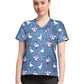 Women's 1-Pocket Print High-Low V-Neck Scrub Top - CK857 - Silly Goose