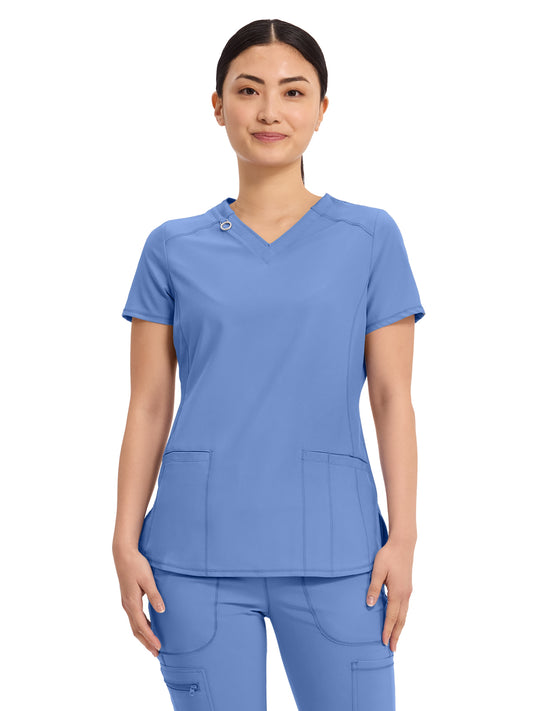Women's 2-Pocket V-Neck Top - CK865A - Ciel