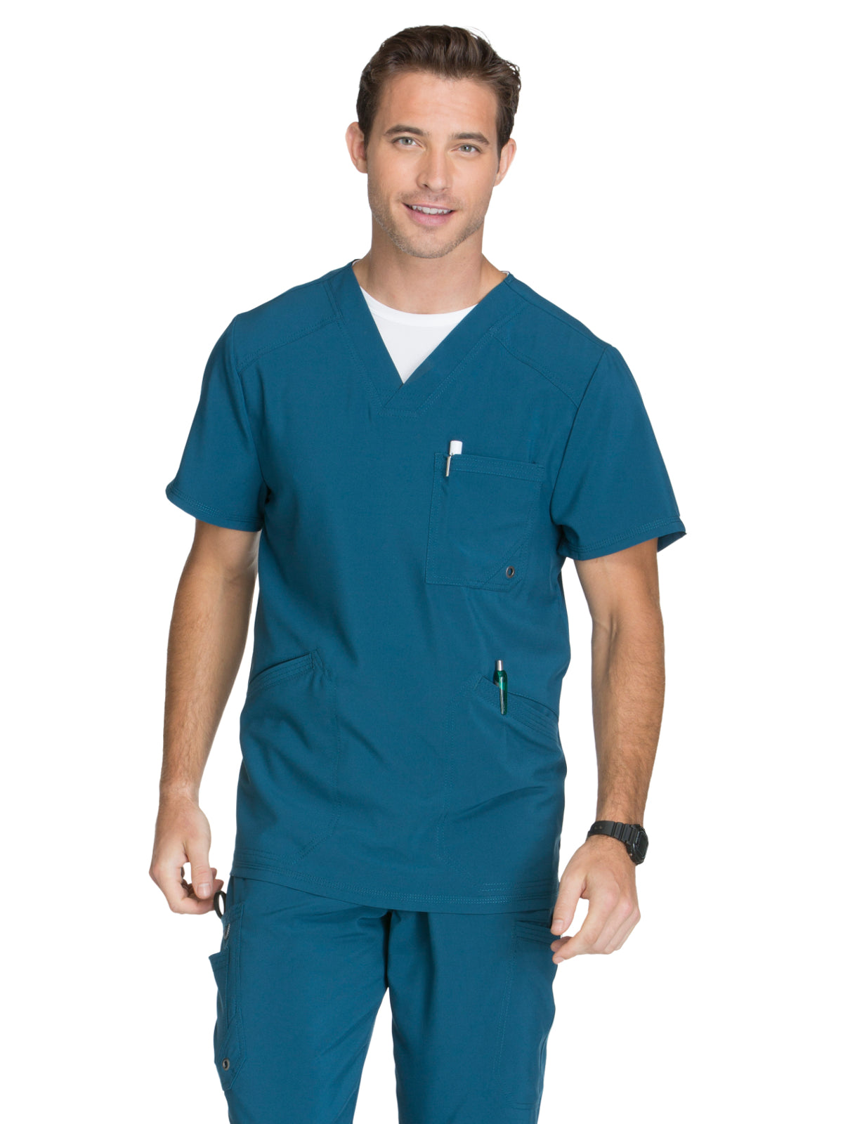 Men's 3-Pocket V-Neck Top - CK900A - Caribbean Blue