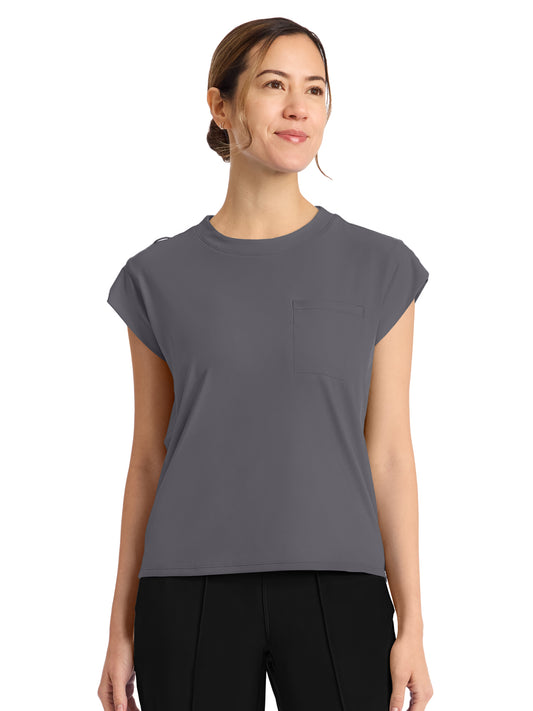 Women's 1-Pocket Crew Neck Top - CK936 - Pewter