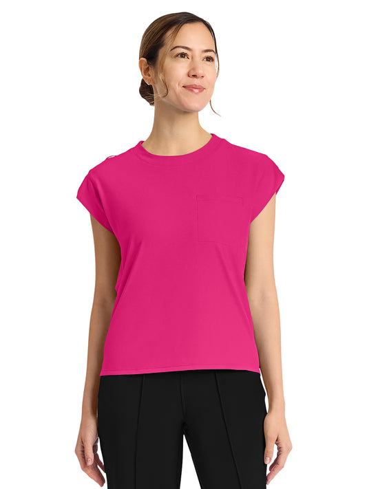 Women's 1-Pocket Crew Neck Top - CK936 - Tropical Hibiscus
