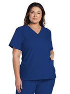 Women's 2-Pocket V-Neck Top - CK953A - Galaxy Blue