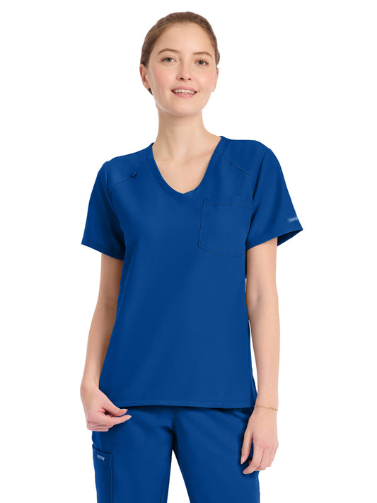 Women's 1-Pocket Tuck-In V-Neck Top - CK954A - Galaxy Blue
