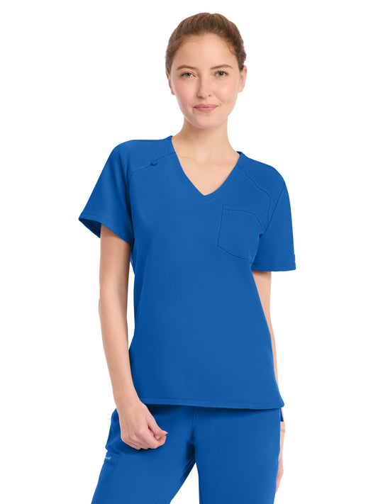 Women's 1-Pocket Tuck-In V-Neck Top - CK954A - Royal