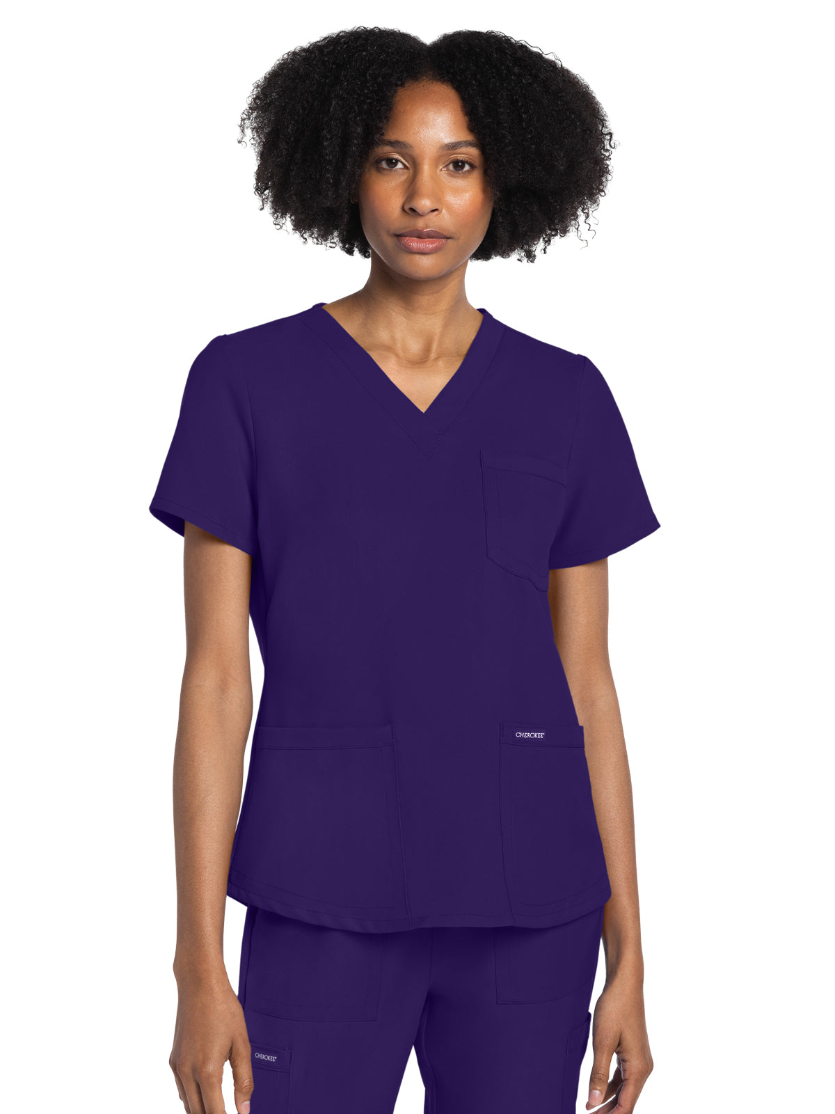 Women's 3-Pocket V-Neck Top - CK961A - Grape