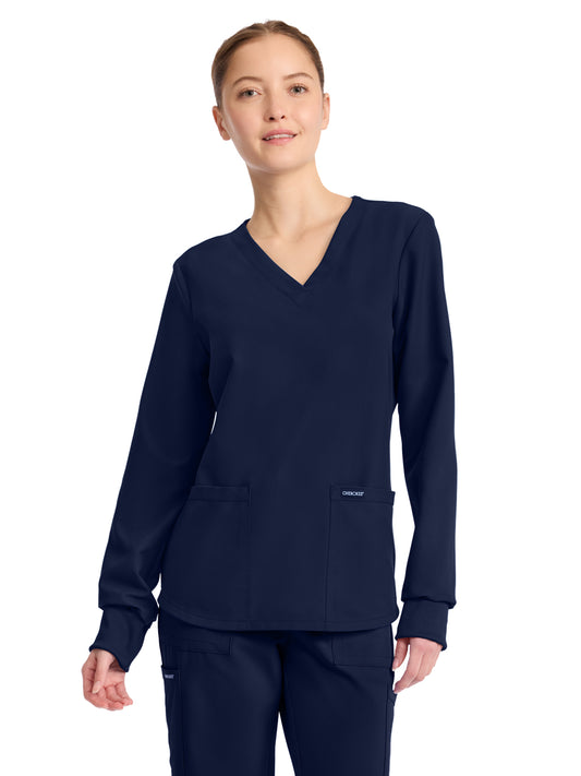 Women's 2-Pocket Long Sleeve Top - CK962A - Navy